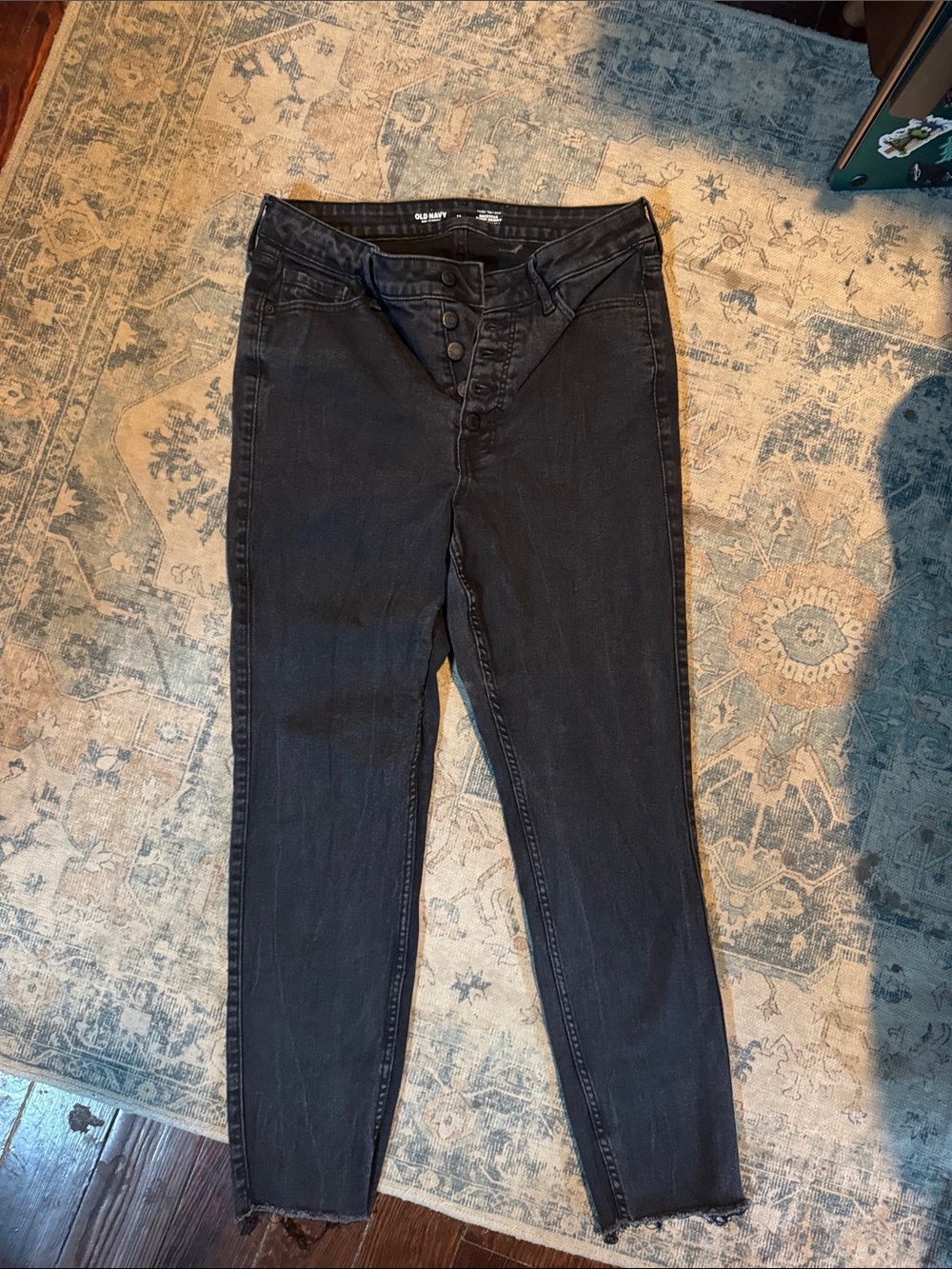 Old Navy Black Skinny High-Waist Button-Fly Jeans